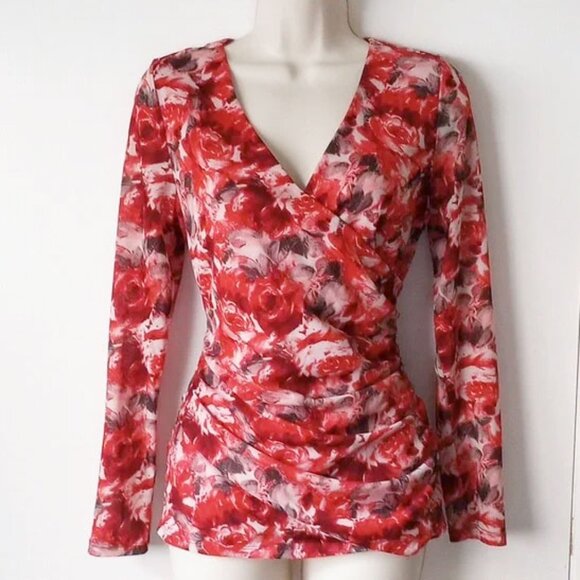 INC International Concepts Tops - 💕Host Pick 2/19💕 INC Fully Lined Mesh Faux Wrap Top M Petite